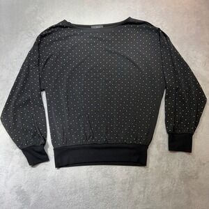 Beldini Black Studded Boatneck Long Sleeve Blouson Top Small NWT embellished y2k
